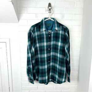 Vintage Campus Men’s Green Plaid Button Down Shirt Size L